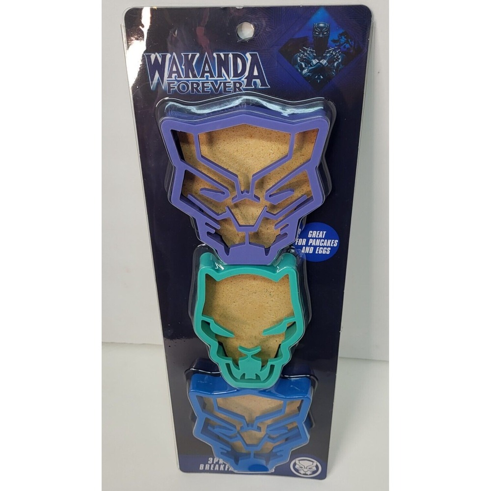 Marvel Wakanda Forever 3Pk Silicone Great for Pancakes & Eggs‎ Breakfast Molds